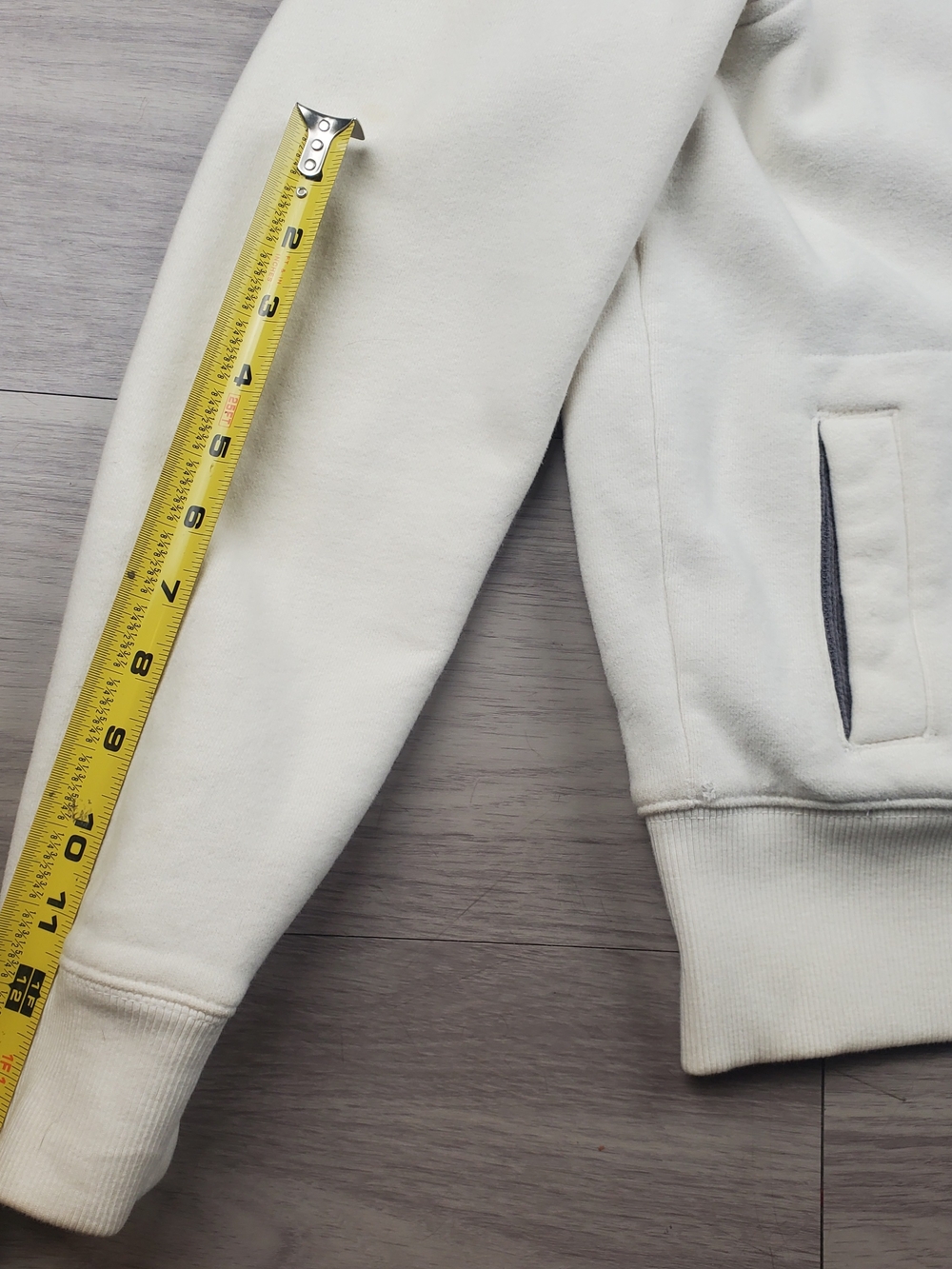 Old Navy Active Girls L Cream Full Zip Hooded Jacket Gray Lined - Picture 6 of 11